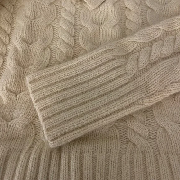 Banana Republic Women Cable Knit Shawl Collar Sweater Size M Butter Yellow Cozy - Picture 10 of 12